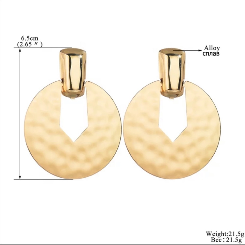 🔥GEOMETRIC STATEMENT EARRINGS🔥ROSE GOLD ROUND DROP EARRINGS - Picture 3 of 4